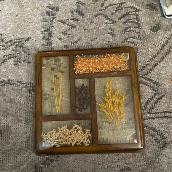 Vintage Brown and Clear lucite wall hanging with Dried Flowers - Picture 1 of 9